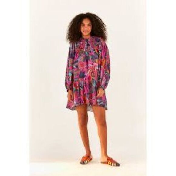 NWT and SOLD OUT FARM Rio Rainbow Macaws Mini Dress - Picture 1 of 9